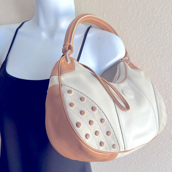 EUC TODS leather suede & canvas hobo shoulder bag - Picture 14 of 15